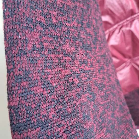 London Fog Maroon Black Knit Puffer Down Filled Thumb Hole Jacket Coat Sz Large - Picture 4 of 8